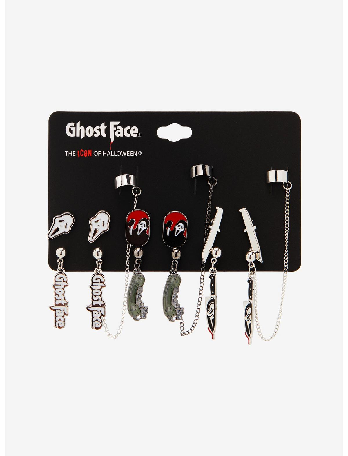 Scream Ghost Face Knife Icon Stud Earring Set