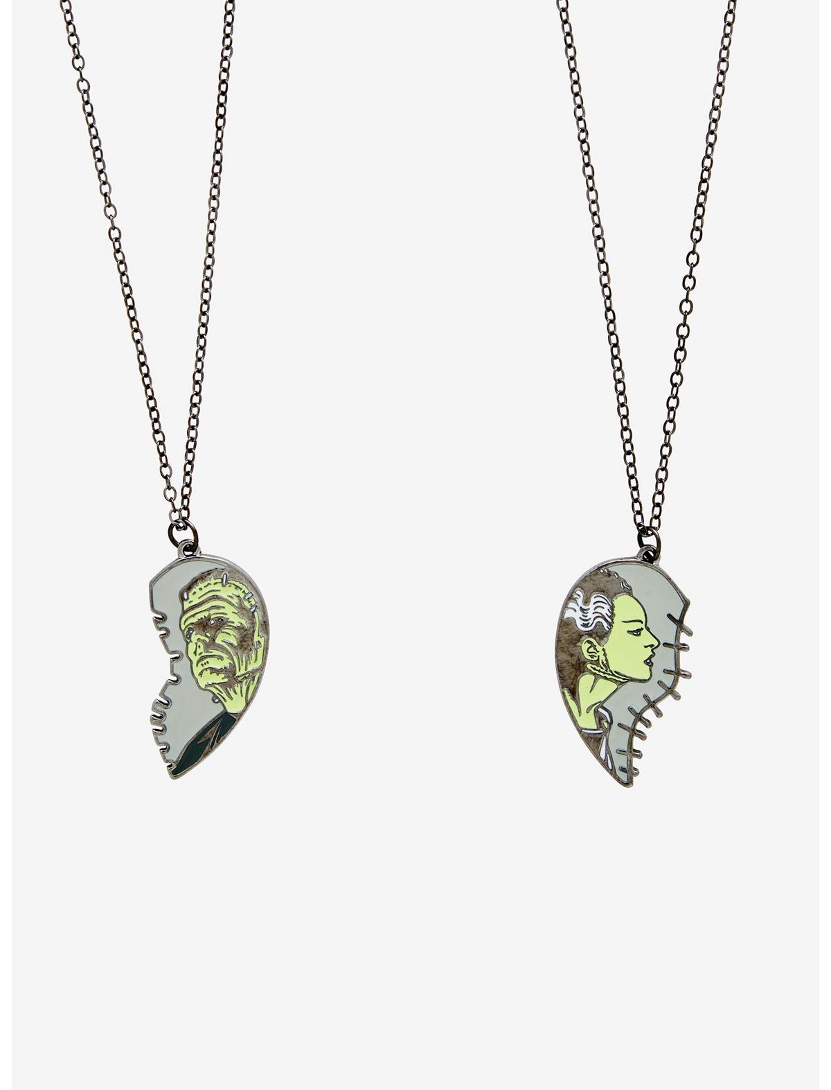 Universal Monsters The Bride Of Frankenstein Broken Heart Best Friend Necklace Set