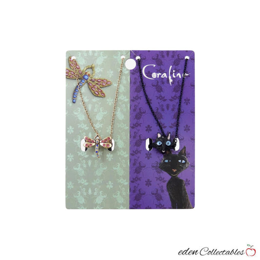 Coraline Cat & Dragonfly Best Friend Necklace Set