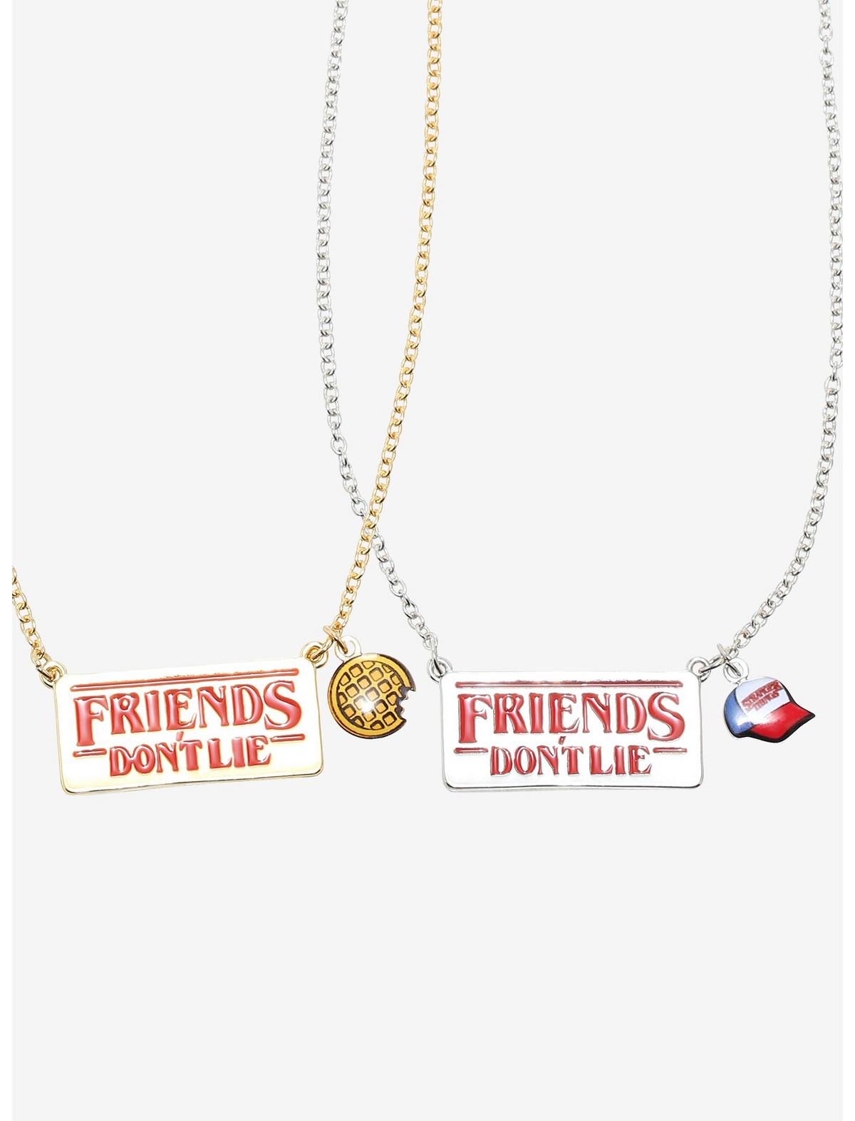 Stranger Things Friends Don't Lie Nameplate Best Friend Necklace Set
