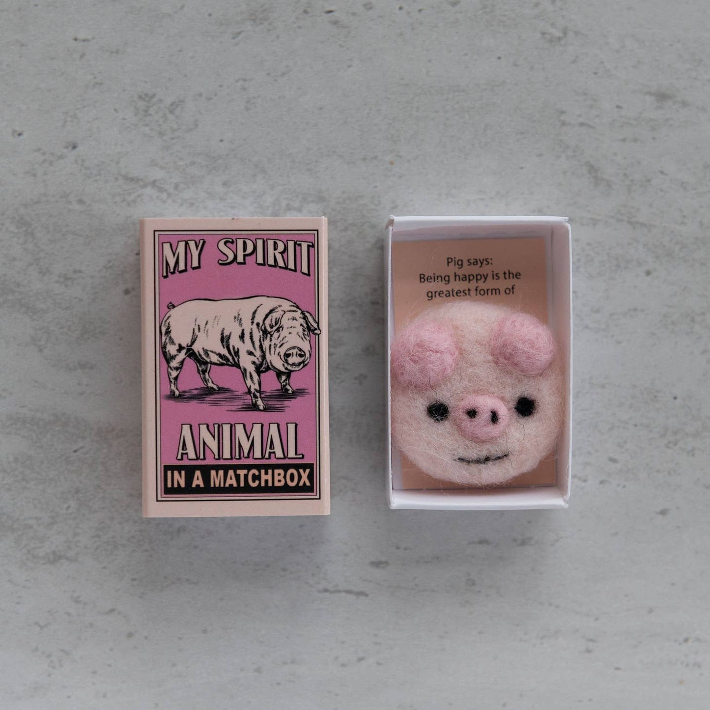 Wool Felt Pig Spirit Animal Gift In A Matchbox
