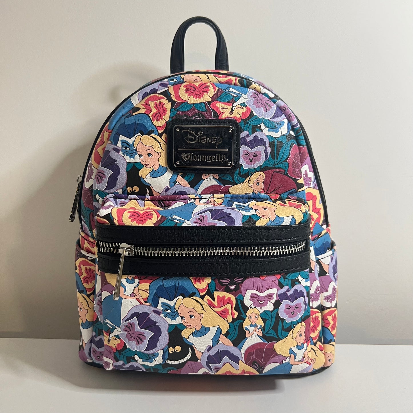 Disney Loungefly - Alice In Wonderland Flowers Print Exclusive Mini Backpack (Original Heart Badge)