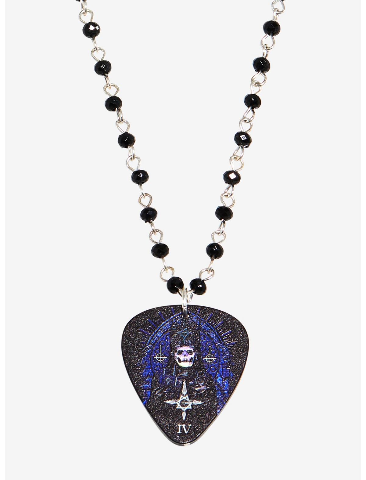 Ghost Guitar Pick Pendant Necklace