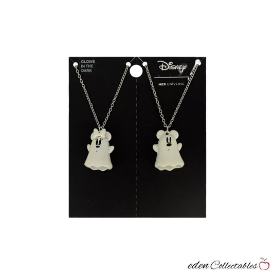 Her Universe Disney Mickey Mouse & Minnie Mouse Ghost Glow-In-The-Dark Best Friend Necklace Set