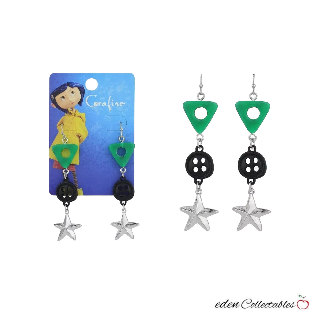 Coraline Stone Button Star Drop Earrings