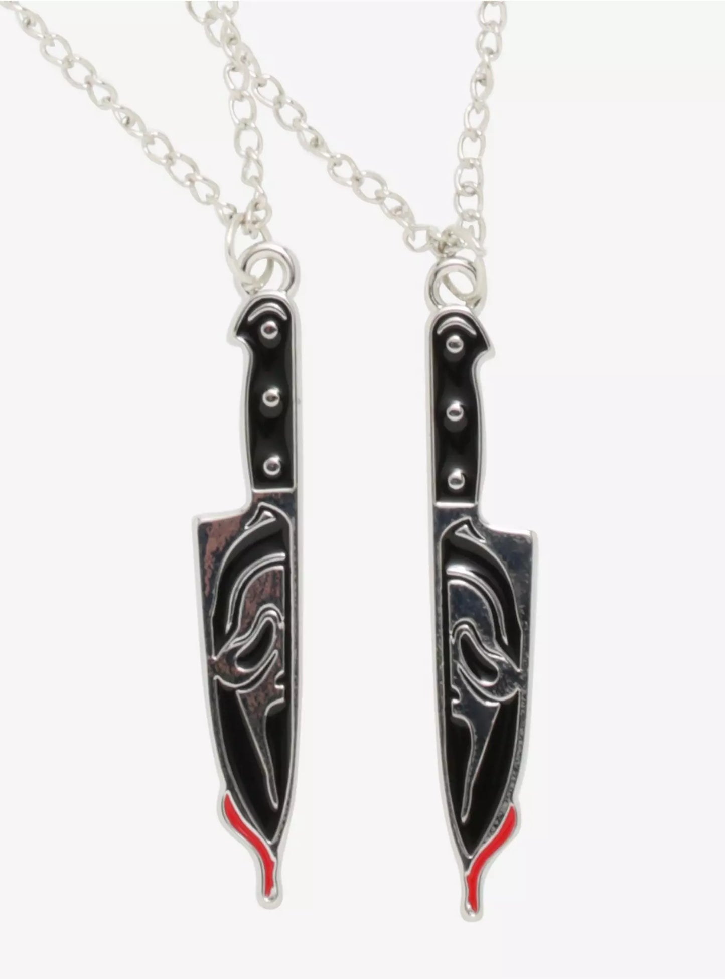 Scream Ghost Face Knife Best Friend Necklace Set