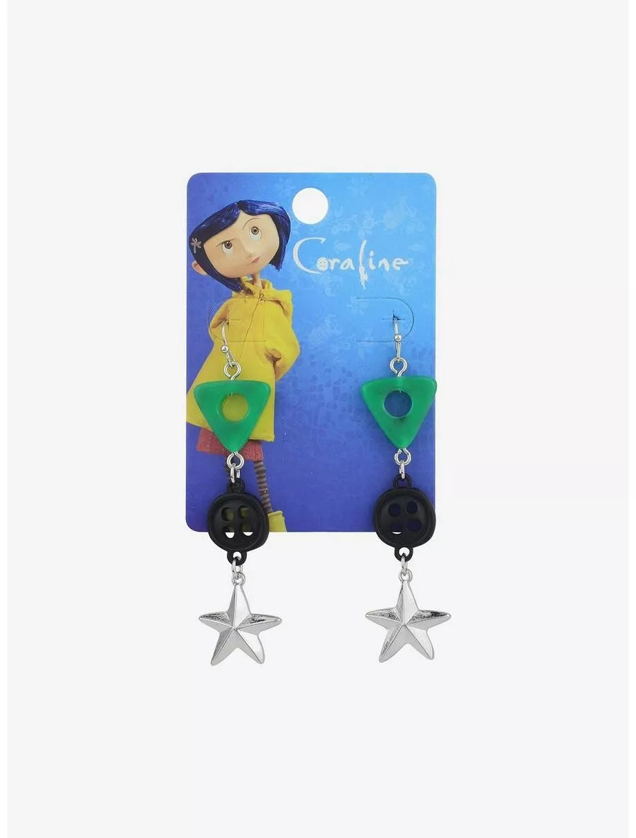 Coraline Stone Button Star Drop Earrings