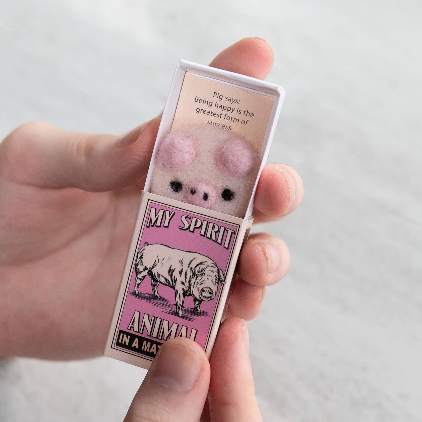 Wool Felt Pig Spirit Animal Gift In A Matchbox