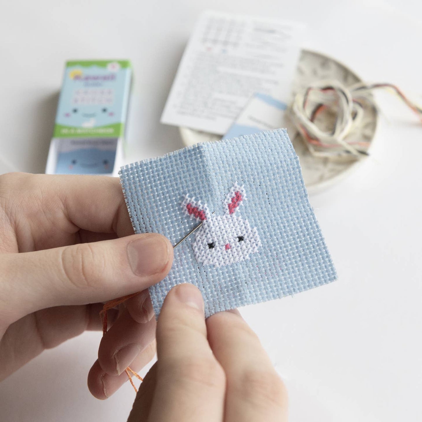 Kawaii Cross Stitch Bunny In A Matchbox